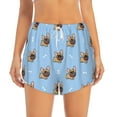 thumbnail image 2 of Susaid Brown French Bulldog Print Women's High Waisted Running Shorts Quick Dry Athletic Gym Track Workout Shorts Zip Pocket-Large, 2 of 7