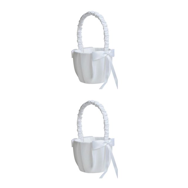 Moyic Cesta de flores Bowknot Portable Durable Adornos Holder Rústico Elegante Exquisito Accesorio de boda Aniversario 2Conjunto
