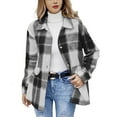 thumbnail image 2 of Baberdicy Women's Flannel Shacket, Thickened Plaid Long Sleeve Shirt Jacket for Casual Style , Plaid Flannel Shacket, Fleece-Lined Fall Shirt, Casual Outdoorshirt Black L, 2 of 4