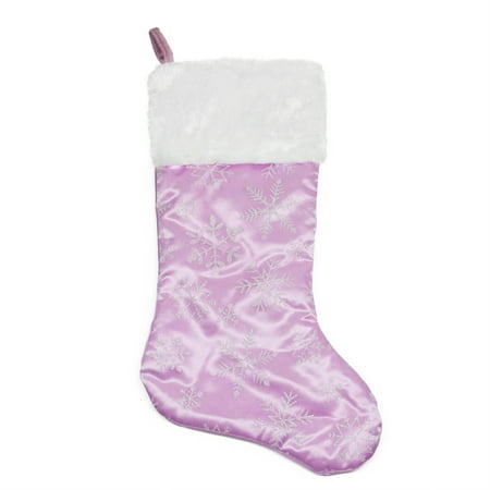 20 light purple glittered snowflake christmas stocking with white faux fur cuff - Purple Christmas Stocking 20 light purple glittered snowflake christmas stocking with white faux fur cuff - Purple Christmas Stocking