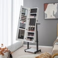 thumbnail image 3 of Giantex Standing Jewelry Cabinet, Lockable Jewelry Armoire Organizer w/ 3-Color Dimmable LED Full-Length Mirror, White, 3 of 9