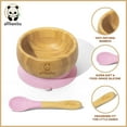 thumbnail image 2 of allBambu Bamboo Baby Bowl with Suction & Spoon - Pink, 2 of 6