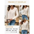 thumbnail image 6 of DOKOTOO Sweaters for Women Knit Hollow Out Crochet Sweater Lightweight V Neck Long Sleeve Fall Pullover Tops, 6 of 9