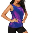thumbnail image 2 of Xecao Neon Gradient Blue print women's scoop neck, loose-fit workout tank tops for the gym., 2 of 9