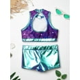 thumbnail image 4 of iEFiEL Girls Sparkly Sequins Ballet Dance Outfit Gymnastics Crop Top with Shorts Set Dancewear for Jazz Hip Hop Dance Purple Fish Scales 10, 4 of 7