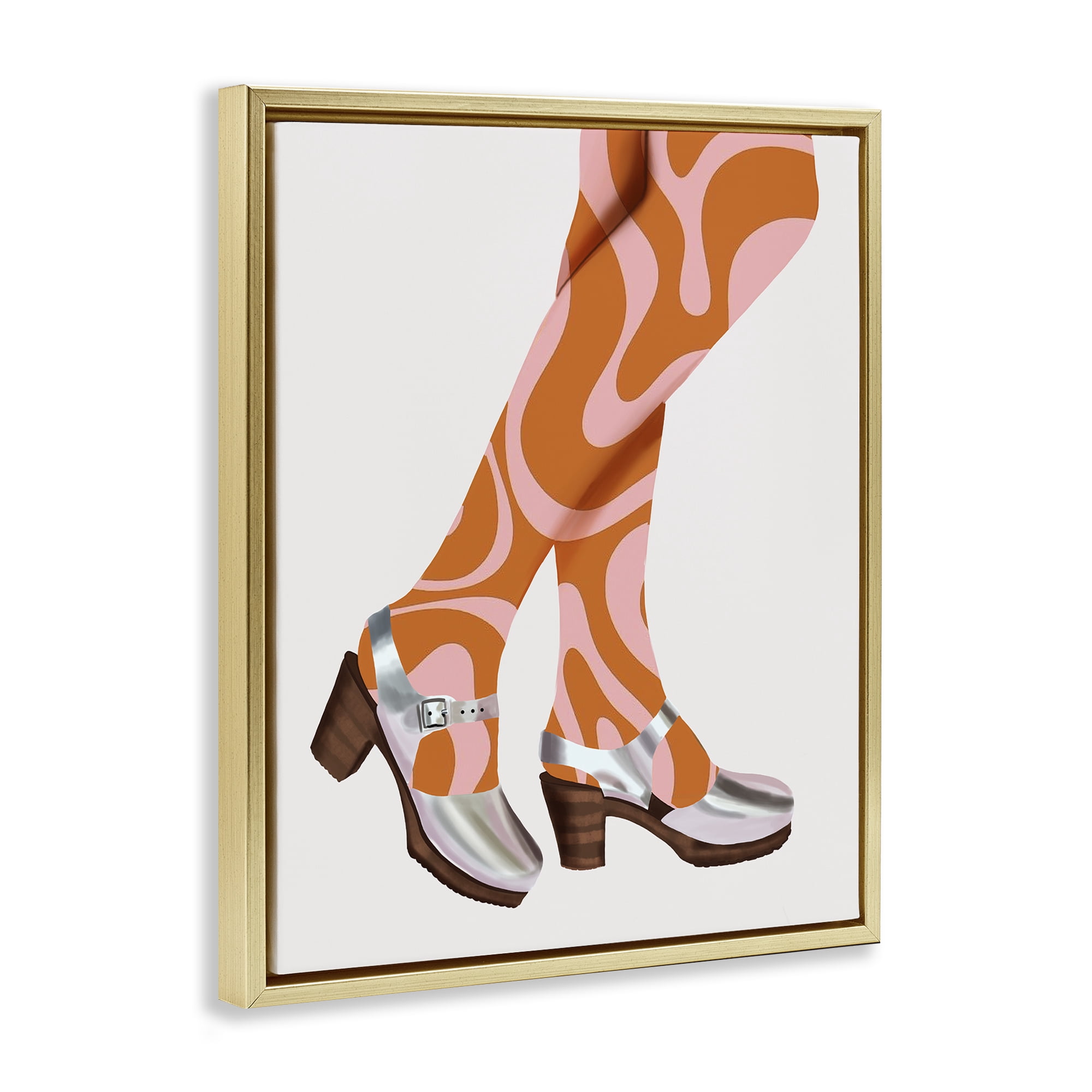 Stupell Industries Groovy Fashion Legs People Painting Gold Floater Framed Canvas Art Print Wall Art, 17 x 21