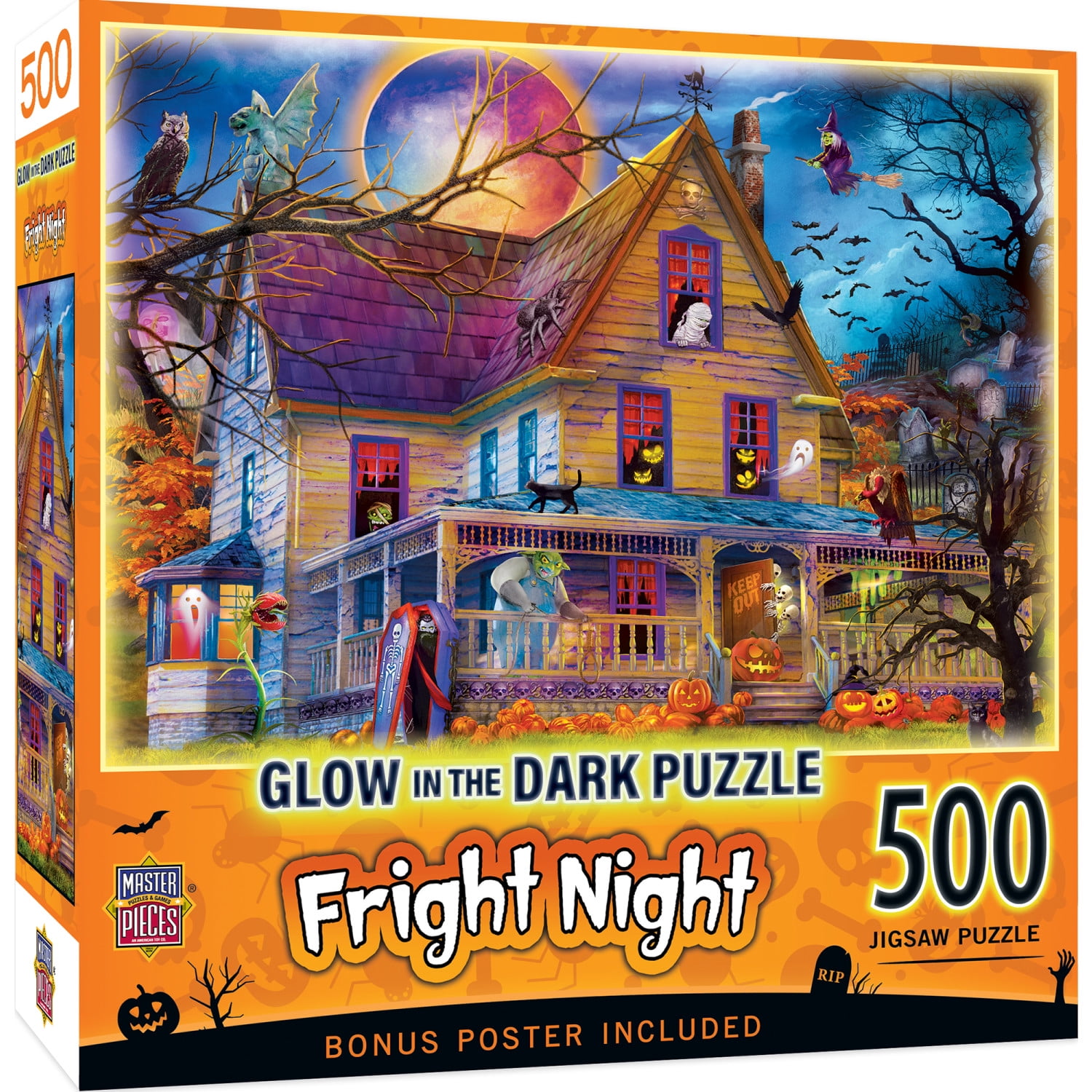 MasterPieces 500 Piece Glow in the Dark Halloween Puzzle - Fright Night