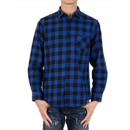 SAYFUT Plaid Button Up Shirt Faded Glory Men Flannel Shirt Button Down Long Sleeve Big and Tall L-4XL Plaid Shirt