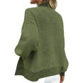 thumbnail image 4 of Long Sleeved Open Front Women Casual Knit Waffle Cardigan Coat, 4 of 6
