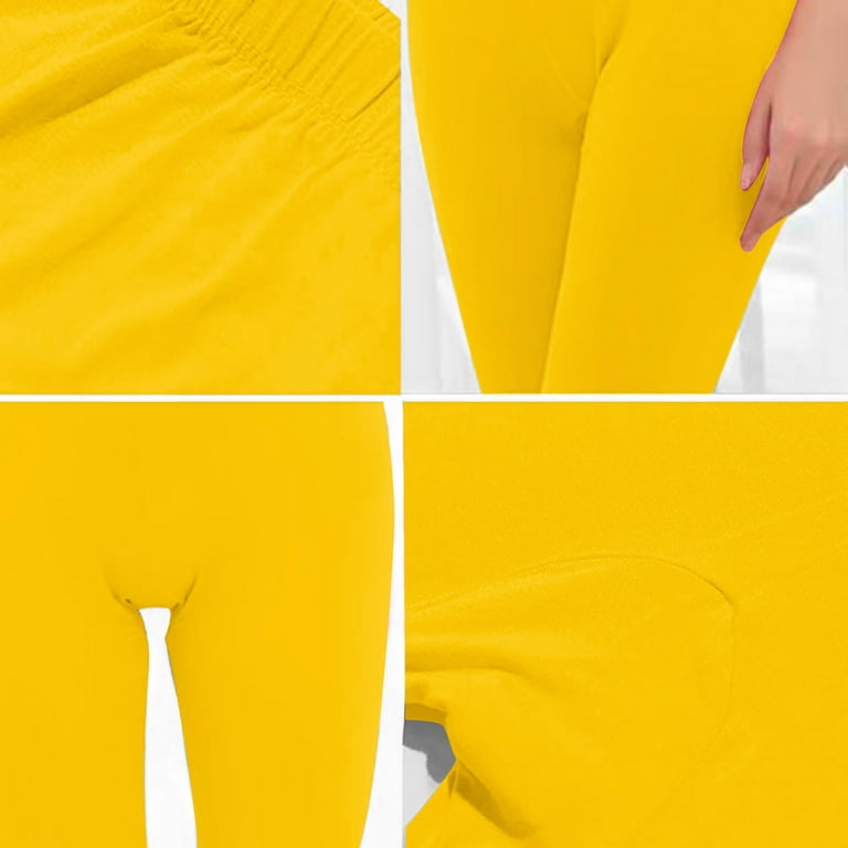 Hfyihgf Women's Ruched Butt Enhancing Leggings Pants High Elastic Waist  Push Up Yoga Skinny Hey Nuts Leggings Pants Solid Color Sports Fitness Pants  Yellow L 