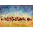 thumbnail image 2 of Mabat, Ynon 32x23 Black Ornate Wood Framed with Double Matting Museum Art Print Titled - Horse Herd, 2 of 4