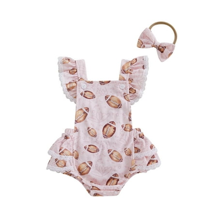 

Shuttle tree Baby Girl Romper Overalls Casual Rugby Print Jumpsuit and Headband