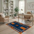 thumbnail image 2 of ODIKA Round Athletic Hoop Center Featuring Lines Football Blanket Border for Dorm Room, Small Living Apartment, Stain Resistant Low Profile, 2 of 7