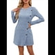 thumbnail image 2 of Vestido de Larga para Mujer, Estilo Túnica, Suéter, con Bolsillos y Botones Laterales. Azul XXL, 2 of 10