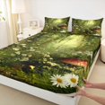 thumbnail image 3 of Castle Fairy Chic Floral Flowers Daisy Twin Sheet Sets 3pcs,Jungle Botanical Mushroom Twin Fitted Sheet Microfiber,Vintage Aesthetic Breathable Flat Sheet,Super Cozy Room Decor, 3 of 7