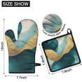 thumbnail image 6 of Teal Gold Marble Kitchen Oven Mitt and Pot Holder Sets 2 Pcs for Baking, Cooking and Grilling, Heat Resistant Up To 392 °F, 6 of 7