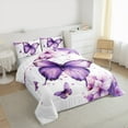 thumbnail image 4 of Manfei Kawaii Butterflies Bedding Comforter Set,Rustic Flower Twin Comforter Sets,White Purple Bedding Set For Teens Girls,Uper Cozy Room Decor Reversible,2-Piece, 4 of 9