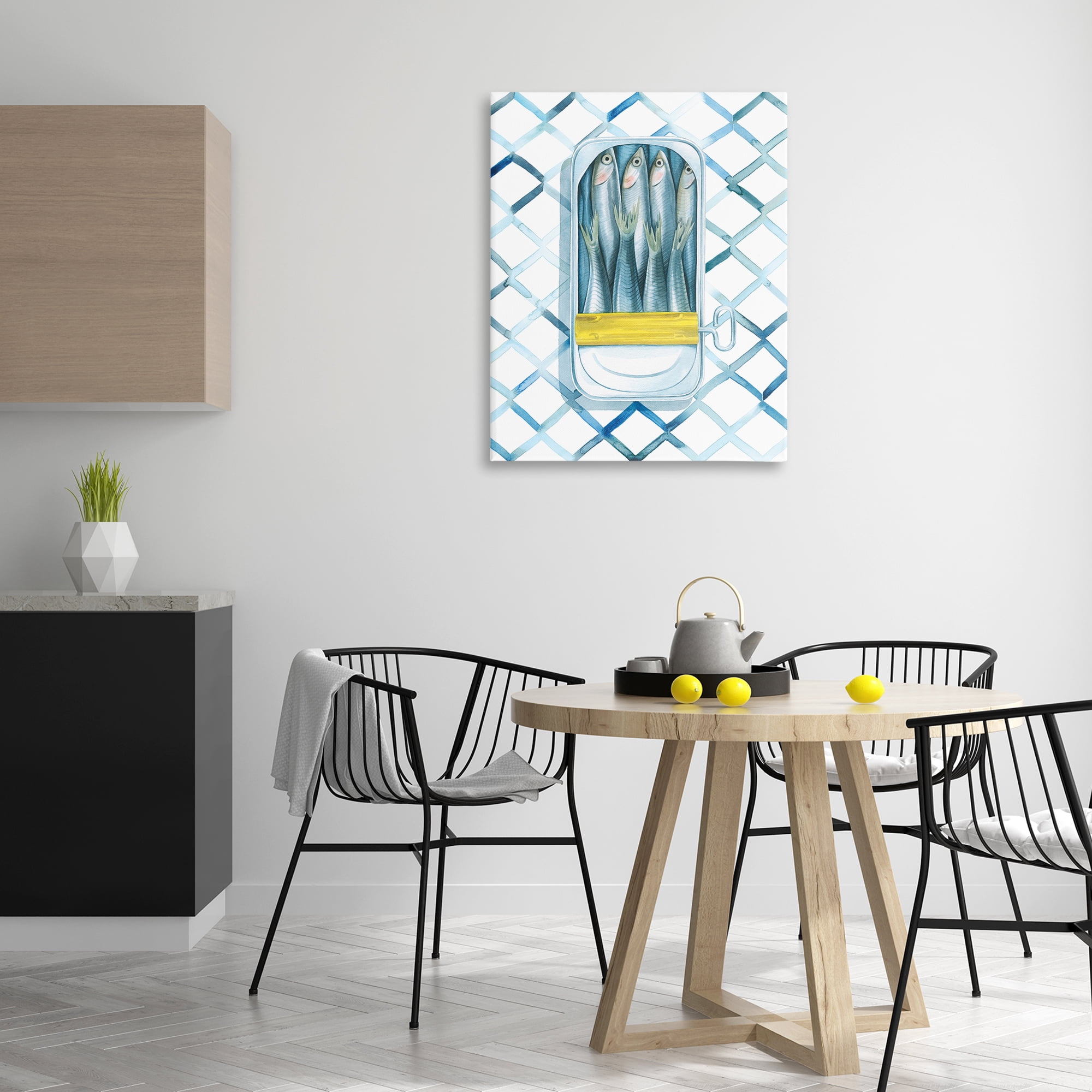 Stupell Industries Sardine Can on Pattern Food & Beverage Painting Gallery Wrapped Canvas Art Print Wall Art, 30 x 40