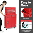thumbnail image 3 of 2-IN-1 Tool Chest with Drawers, Seizeen 2-tier Rolling Tool Box & Cabinet Large Capacity with 4 Drawers, Lockable Tool Box Organizer On Wheels, Red, 3 of 6