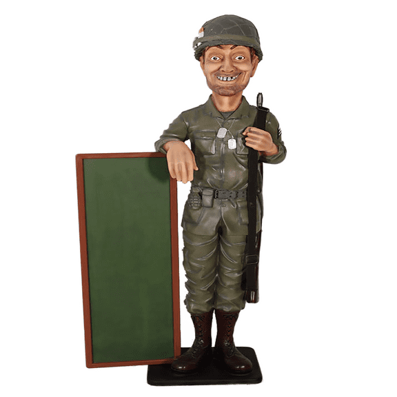 Soldier with Menu Board Life Size Statue
