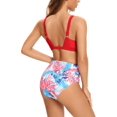thumbnail image 2 of Triángulo de Mujer con Cuello en V Bikini Top Rhched High Cut Fondo Floral Impresión-Rojo M Impresión-Rojo M Xishao ropa, 2 of 2