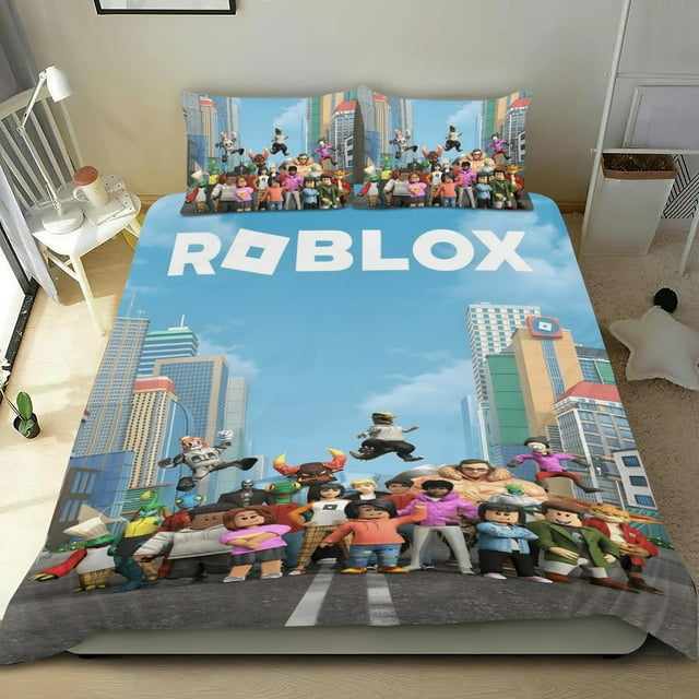 ROBLOX Conjunto de sábanas temático, trío de piezas, cómodo y amigable con la piel, diseño único, regalo de decoración para el hogar para familiares, amigos y fans,173X218cm