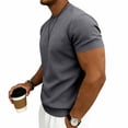 thumbnail image 4 of Men's Crewneck T-Shirts with Short Sleeve Summer Casual Stretchy Shirt Textured Jacquard Tops Size M-3XL Dark Gray, 4 of 7