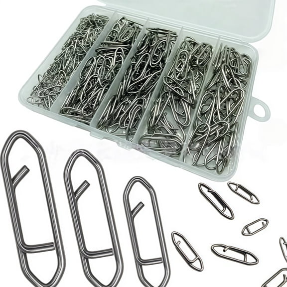 260Pcs/Box Stainless Steel Fishing Power Speed Clips ,High Strength Fishing Connector Swivels Snaps for Quick Change Fishing Lure Tackle Saltwater Freshwater