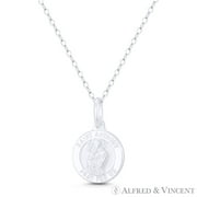 St. Anthony of Padua, Patron Saint of Lost Things 12mm (0.5in) Medallion Pendant & Chain Necklace in .925 Sterling Silver