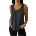 thumbnail image 2 of Fartey Women's Cotton Linen Tank Tops Fashion Raw Edge V Neck Tanks Summer Sleeveless Shirts Loose BreathableSolid Color Casual Camisoles Black XL, 2 of 7