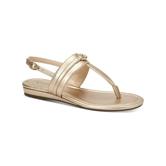 Charter Club Womens Onelle Faux Leather Thong T-Strap Sandals