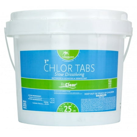 Rx Clear 1" Inch 99% Trichloro Stabilized Swimming Pool Chlorine Tablets-25