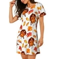 thumbnail image 2 of Naloa Thanksgiving Turkey Leaves Print Women Nightgowns,Womens Loungewear,Short Sleeve Sleepwear,Comfy Ladies Nightdress, 2 of 6