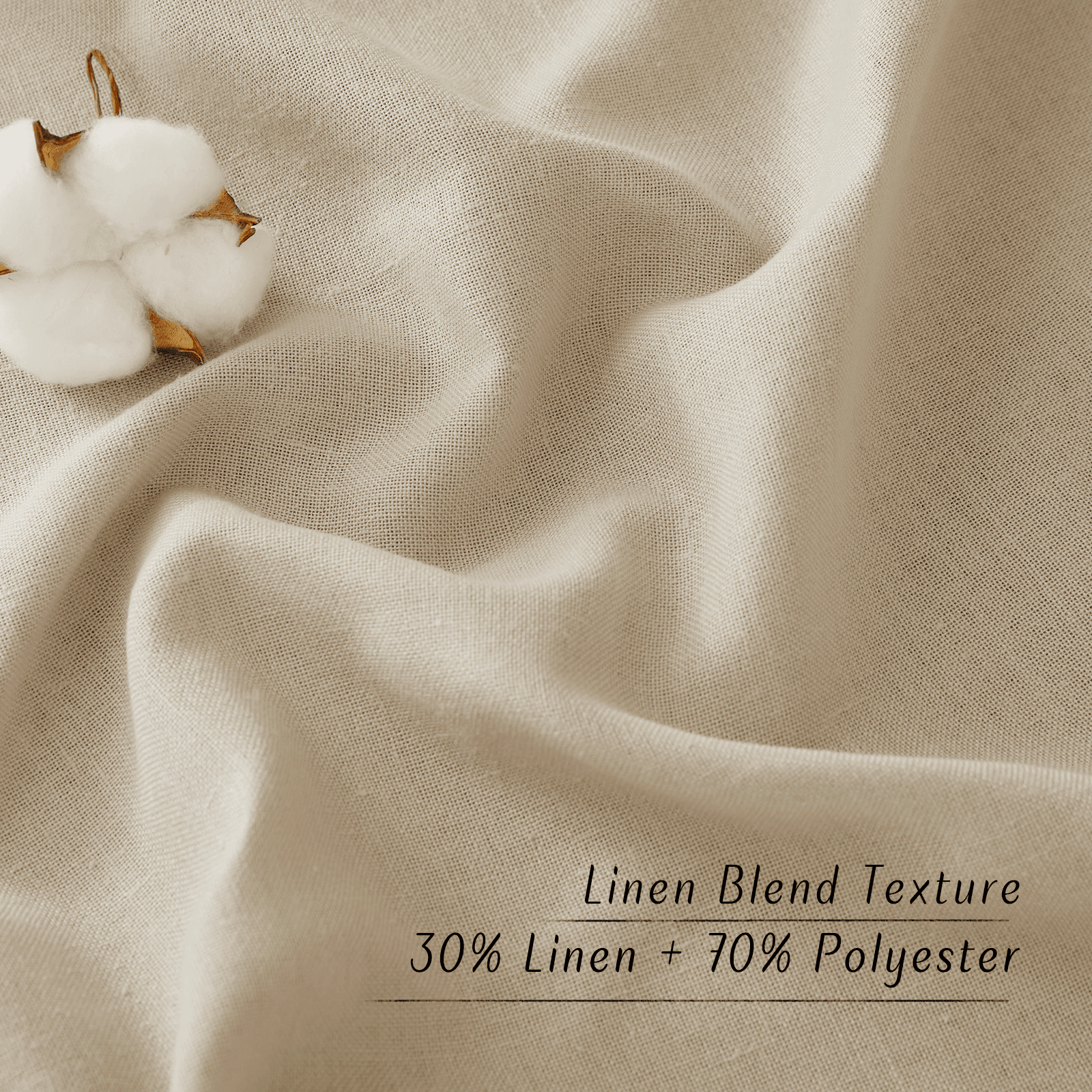 NICETOWN Linen Curtains for Kitchen, Semi Sheer Curtain Drapes Privacy Assured Window Treatment Light Reducing for Kid Room, Angora, 55"x72", 2 Panels
