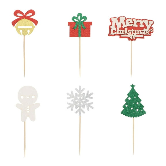 Raindrops Christmas Cake Toppers with Pine Design for Decor Made of Paper Multi of 60 Pieces