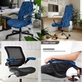 thumbnail image 2 of SCRAWLGOD Zebra Print Blue Stretchable Office Chair Cover with Arm Rest Slipcovers Removable Gaming Chair Cover Crease Resistant Swivel Chair Protector, Set of 3, L, 2 of 7