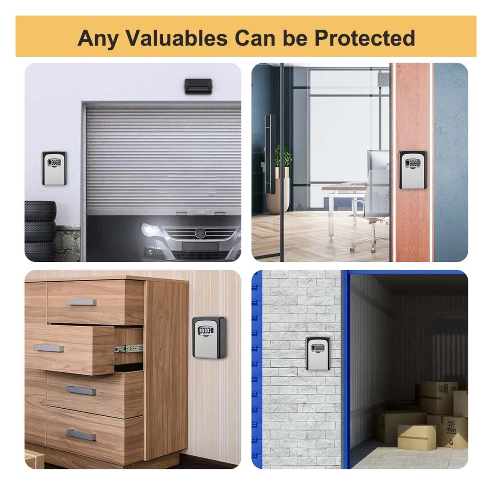 Key Lock Box Waterproof Key Code Box Aluminum Password Security Key Box Wall Mounted Password Box Key Safe Lock Box ,Fireproof Resistant Insulation