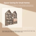 thumbnail image 6 of Leumius Folding Craft Desk with Storage Shelves, Convertible Hideaway Desk to Bookshelf, Foldable Desk with Storage, Disappearing Desk for Living Room Home Office Walnut, 6 of 9