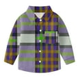 thumbnail image 3 of Cethrio Boys Plaid Shirts, Fall Long Sleeve Casual Collared Button Down Shirts Purple Size 8, 3 of 5