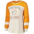 thumbnail image 2 of Women's '47 Cream/Orange Miami Dolphins Plus Size Double Header Curve Toni Long Sleeve T-Shirt, 2 of 3