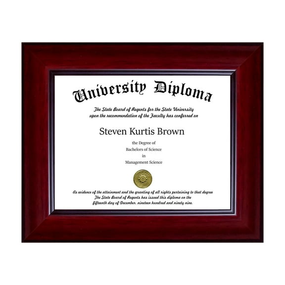 Single Diploma / Document Frame for 16" wide x 12" Tall Diploma