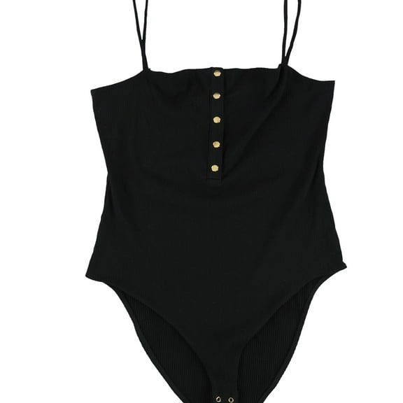 bar III Womens Ribbed Bodysuit Jumpsuit, Black, X-Large