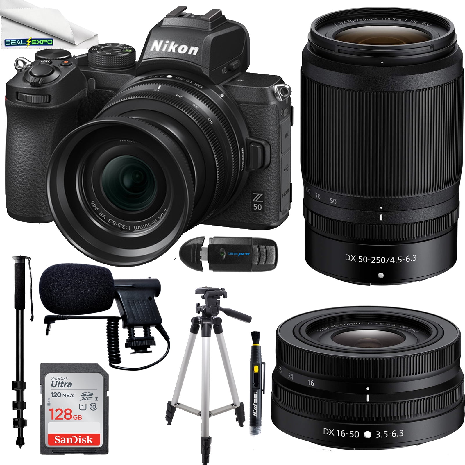 Nikon Z50 Mirrorless Camera Body 4K UHD DXFormat 2 Lens Kit NIKKOR Z