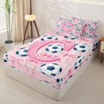 thumbnail image 2 of Manfei Cartoon Alphabet Print C Zipper Queen Comforter Set with Fitted Sheet and 2 Pillowcases,Pink Girly Bow Zipper Bedding Set,Pink Reversible,4 Pieces, 2 of 7
