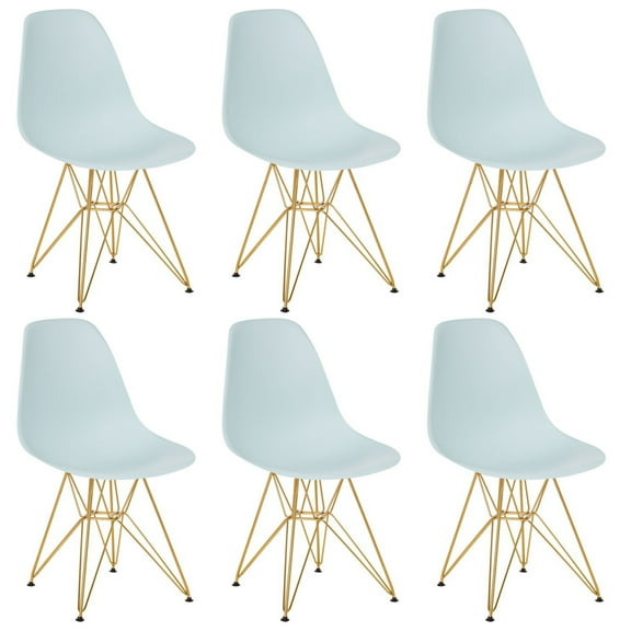 Eiffel Dining Chair with Gold Base - Light Blue