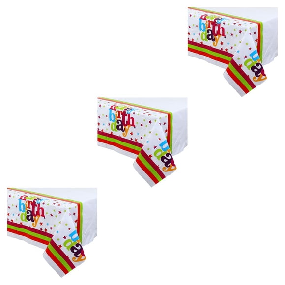 Injueey Mantel de una sola vez Espesar Útil Decoración de fiesta Protector de cómodo y flexible para el hogar Cocina Restaurante Feliz cumpleaños 137*274cm 3piezas