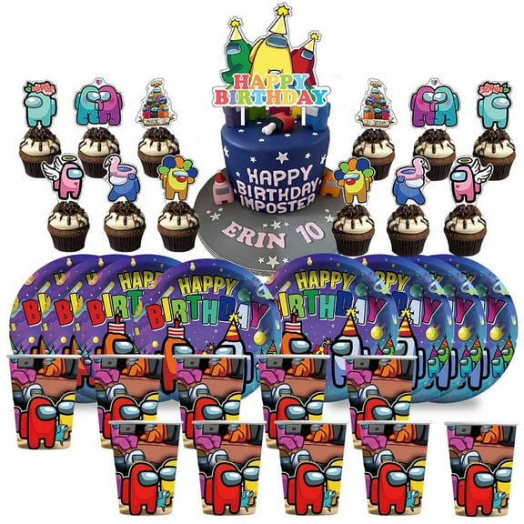 Birthday Cups Party Supplies Plates Fans Decorations Cake Topper Decor