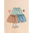 thumbnail image 2 of Douhoow 3Pack Baby Boys Girls Shorts 6 12 18 24 Months 3 Years Toddler Solid Color Elastic Drawstring Shorts Summer Casual Short Pants, 2 of 8