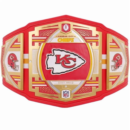 Kansas City Chiefs Championship Belt Metal Plates Hand-Tooled Leather Strap Adult Size Collectible