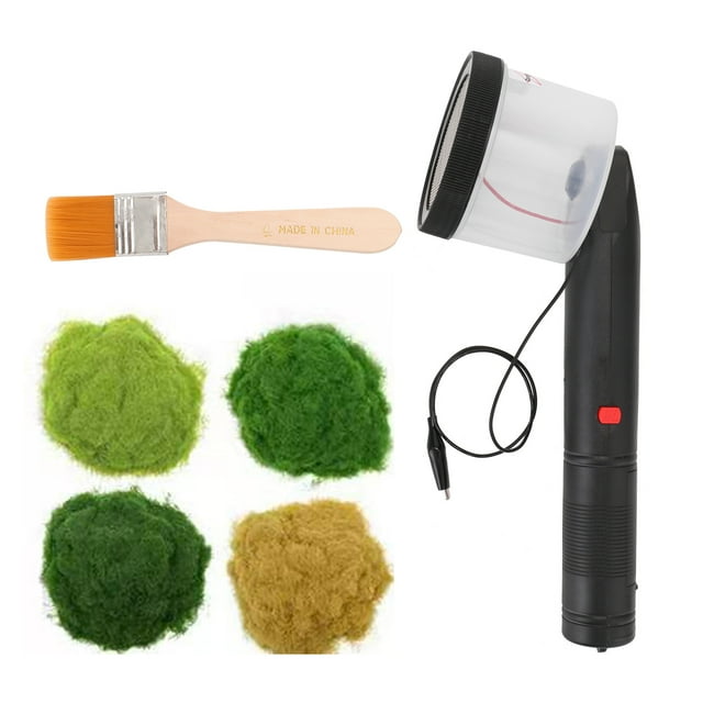 TFixol Poignée Antidérapante Mini Statique pour Herbe Flocking Applicator avec 4 Couleurs de Poudres de Gazon pour Modélisation de Paysage DIY Table de Sable